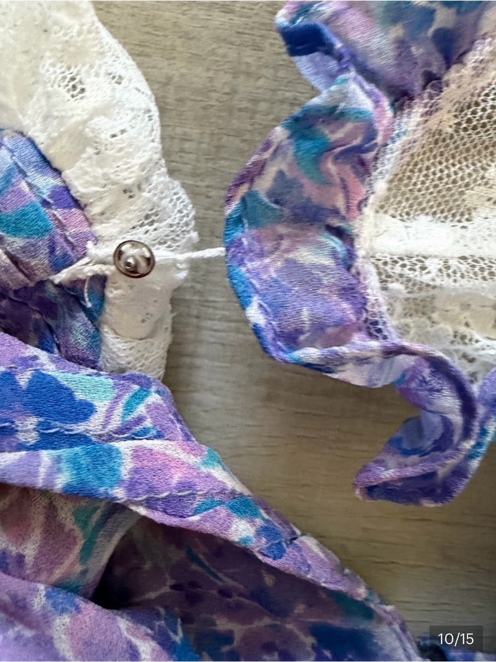 For Love & Lemons Lavender-Blue Floral Lace Mini Dress - Picture 8 of 13
